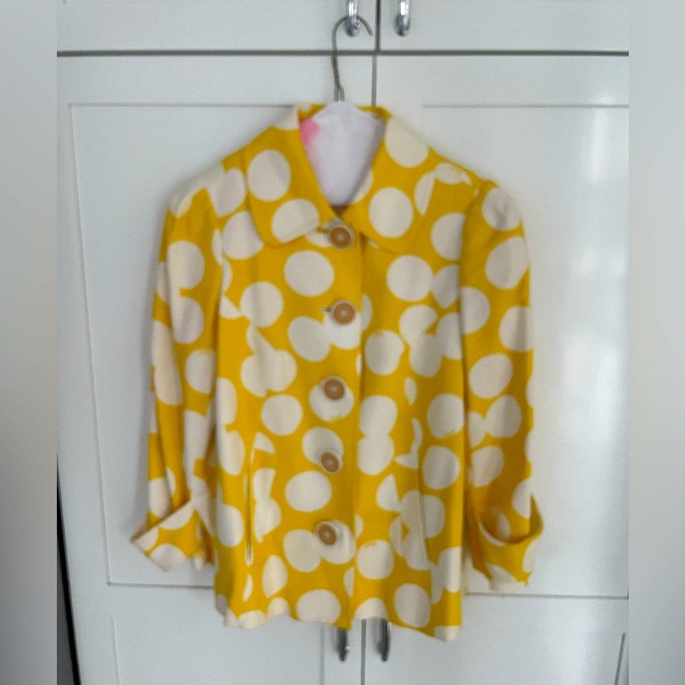 Lilly Pulitzer, Size 2, Yellow Polkadot Swing Coat